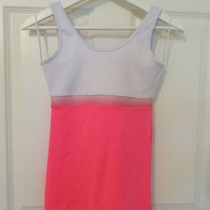 Women's Athletic Top in White & Pink Scoop Neck